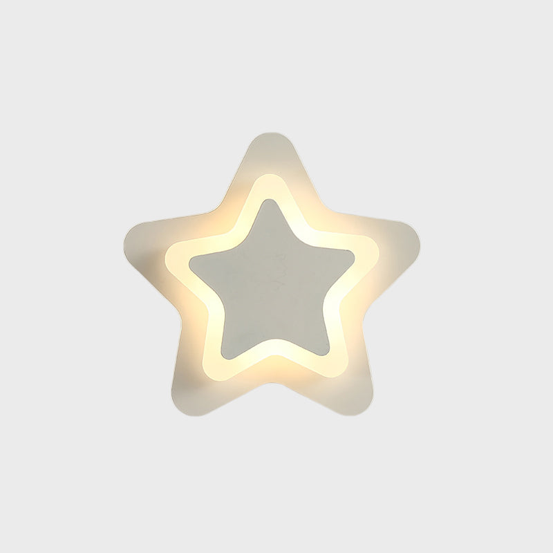 Skørter | Scandinavian LED Wall Lamp Fixture Black/White Star Flush Wall Fitting with Acrylic Shade