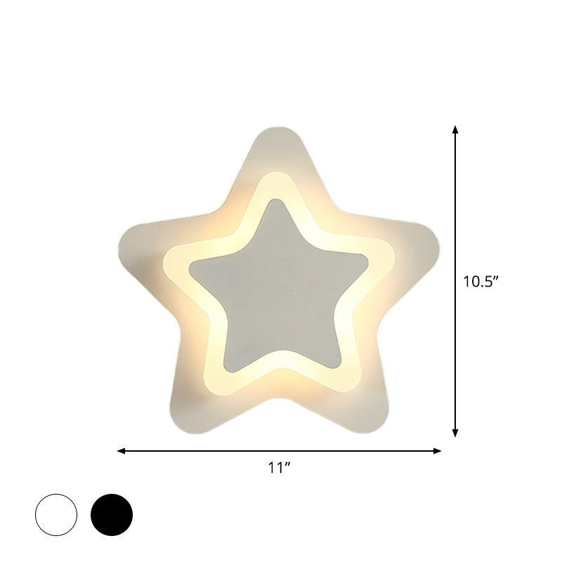 Skørter | Scandinavian LED Wall Lamp Fixture Black/White Star Flush Wall Fitting with Acrylic Shade