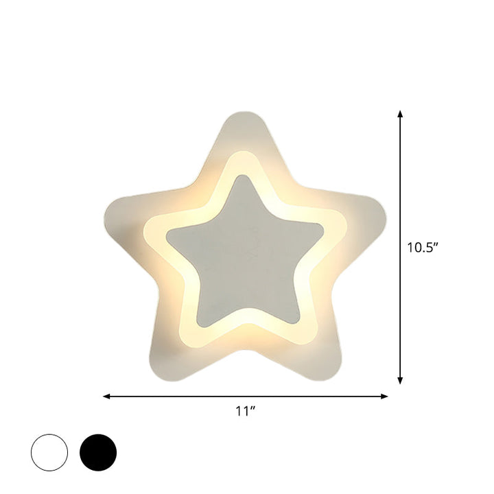 Skørter | Scandinavian LED Wall Lamp Fixture Black/White Star Flush Wall Fitting with Acrylic Shade