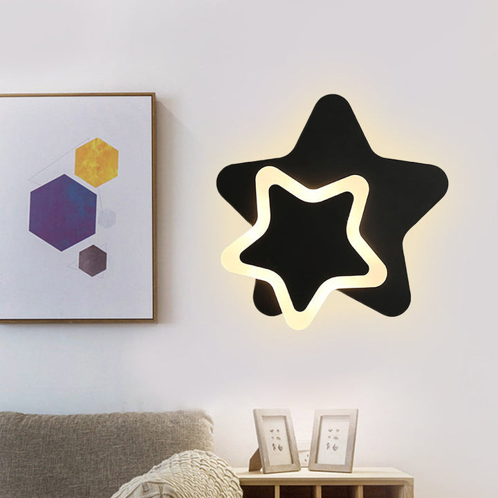 Skørter | Scandinavian LED Wall Lamp Fixture Black/White Star Flush Wall Fitting with Acrylic Shade