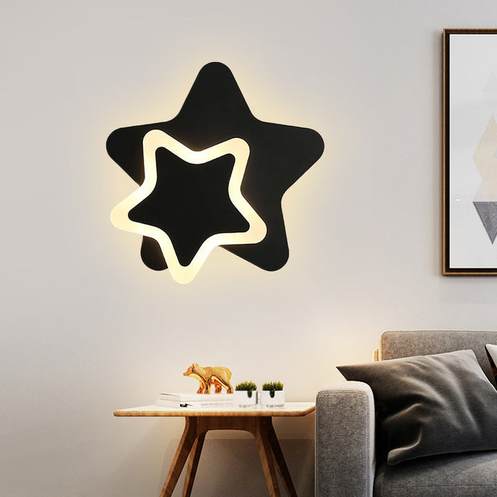 Skørter | Scandinavian LED Wall Lamp Fixture Black/White Star Flush Wall Fitting with Acrylic Shade