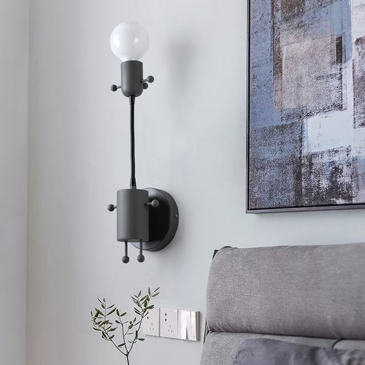 Skørter | Robot Wall Mount Lighting Nordic Style Metal 1 Head Gray/White/Green Wall Lamp Socket with Swivel Arm
