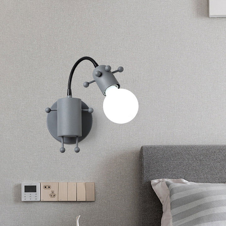 Skørter | Robot Wall Mount Lighting Nordic Style Metal 1 Head Gray/White/Green Wall Lamp Socket with Swivel Arm
