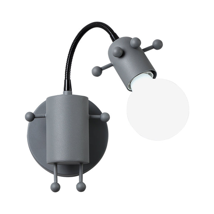 Skørter | Robot Wall Mount Lighting Nordic Style Metal 1 Head Gray/White/Green Wall Lamp Socket with Swivel Arm