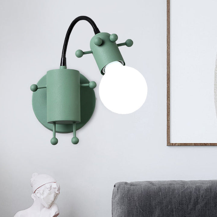 Skørter | Robot Wall Mount Lighting Nordic Style Metal 1 Head Gray/White/Green Wall Lamp Socket with Swivel Arm