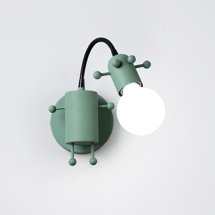 Skørter | Robot Wall Mount Lighting Nordic Style Metal 1 Head Gray/White/Green Wall Lamp Socket with Swivel Arm