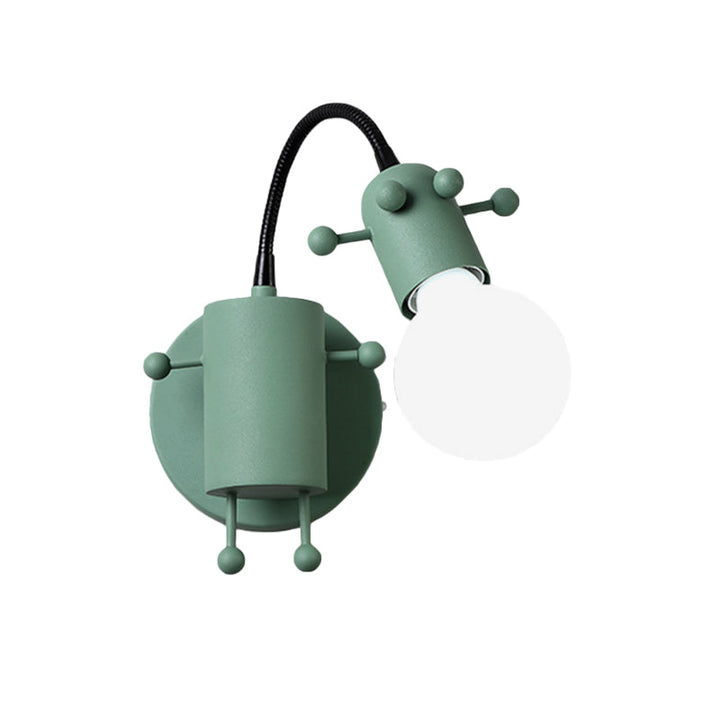 Skørter | Robot Wall Mount Lighting Nordic Style Metal 1 Head Gray/White/Green Wall Lamp Socket with Swivel Arm