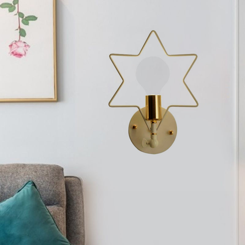 Skørter | Metal Star/Flower/Loving Heart Wall Lamp Simple Style 1 Light Wall Lighting in White for Study Room