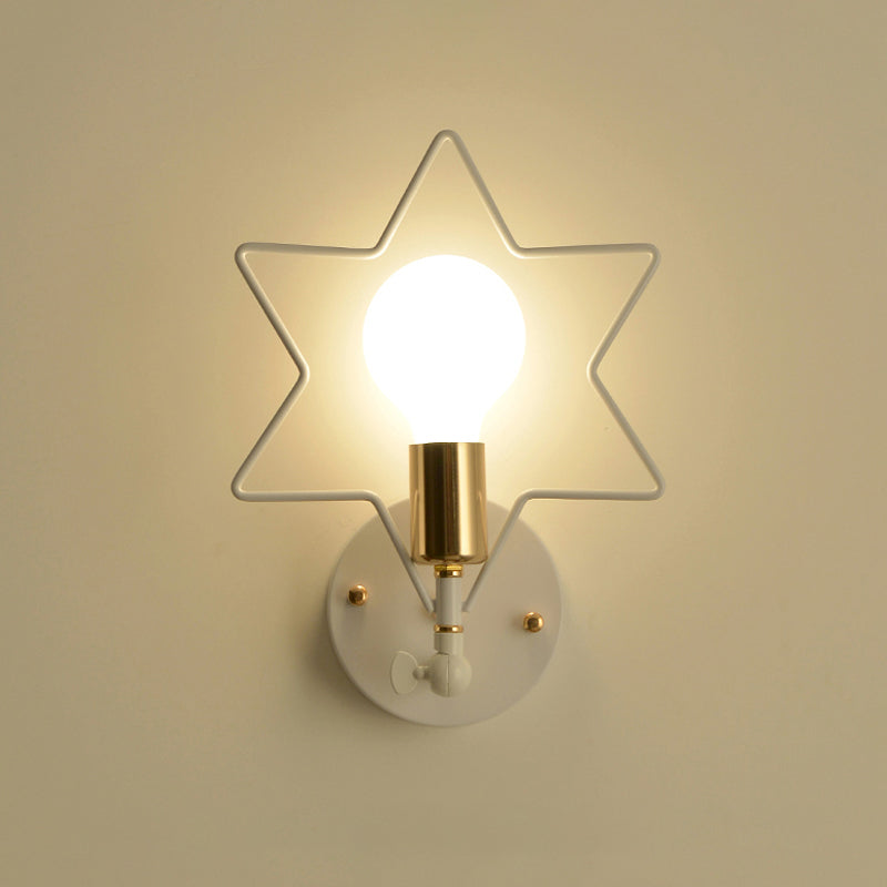 Skørter | Metal Star/Flower/Loving Heart Wall Lamp Simple Style 1 Light Wall Lighting in White for Study Room