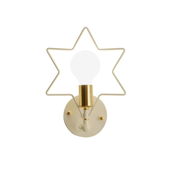 Skørter | Metal Star/Flower/Loving Heart Wall Lamp Simple Style 1 Light Wall Lighting in White for Study Room