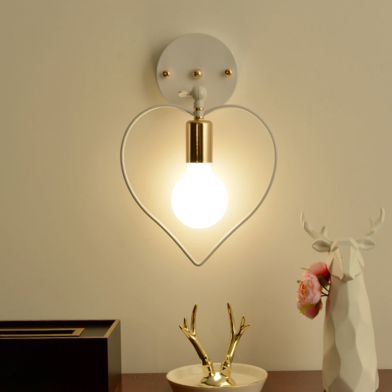 Skørter | Metal Star/Flower/Loving Heart Wall Lamp Simple Style 1 Light Wall Lighting in White for Study Room