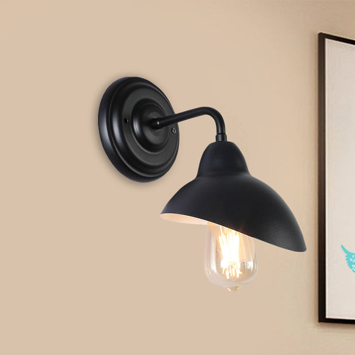 Lisslune | 1 Bulb Dome-Shaped Wall Light Stock Black Metallic Wall Lighting Ideas for the Bedroom