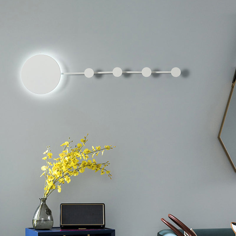 Lisslune | Circle Wall Mount Lights Modernist Metal Black/White LED Wall Light with Hooks Design in Warm/White Light