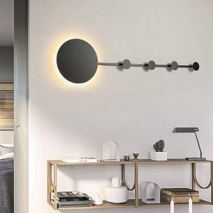 Lisslune | Circle Wall Mount Lights Modernist Metal Black/White LED Wall Light with Hooks Design in Warm/White Light
