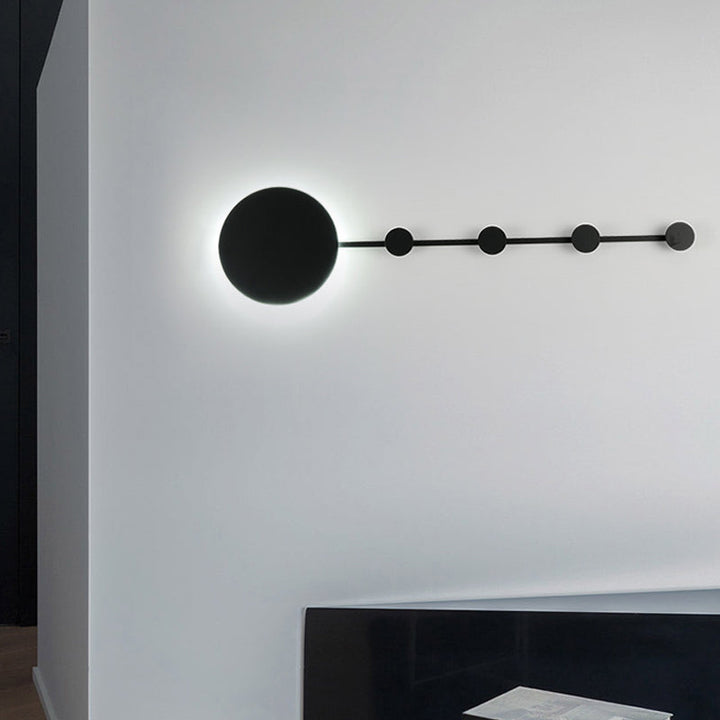 Lisslune | Circle Wall Mount Lights Modernist Metal Black/White LED Wall Light with Hooks Design in Warm/White Light