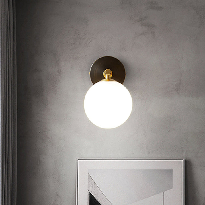 Lisslune | Brass Global LED Wall Lamp Light Mid Century 1/2 Bulbs White Glass Wall Light Fixture