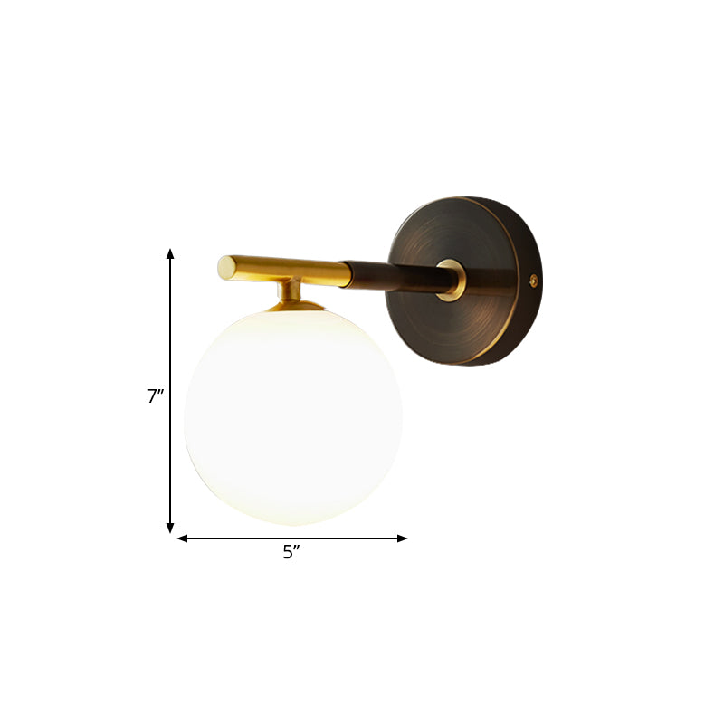 Lisslune | Brass Global LED Wall Lamp Light Mid Century 1/2 Bulbs White Glass Wall Light Fixture