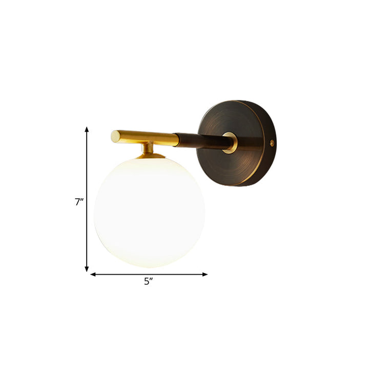 Lisslune | Brass Global LED Wall Lamp Light Mid Century 1/2 Bulbs White Glass Wall Light Fixture