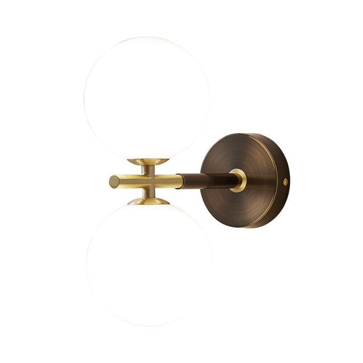 Lisslune | Brass Global LED Wall Lamp Light Mid Century 1/2 Bulbs White Glass Wall Light Fixture