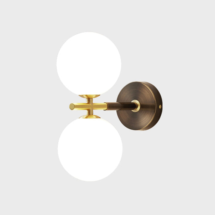 Lisslune | Brass Global LED Wall Lamp Light Mid Century 1/2 Bulbs White Glass Wall Light Fixture