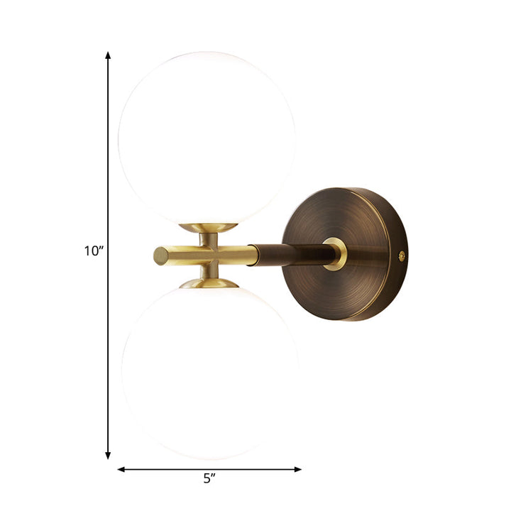 Lisslune | Brass Global LED Wall Lamp Light Mid Century 1/2 Bulbs White Glass Wall Light Fixture