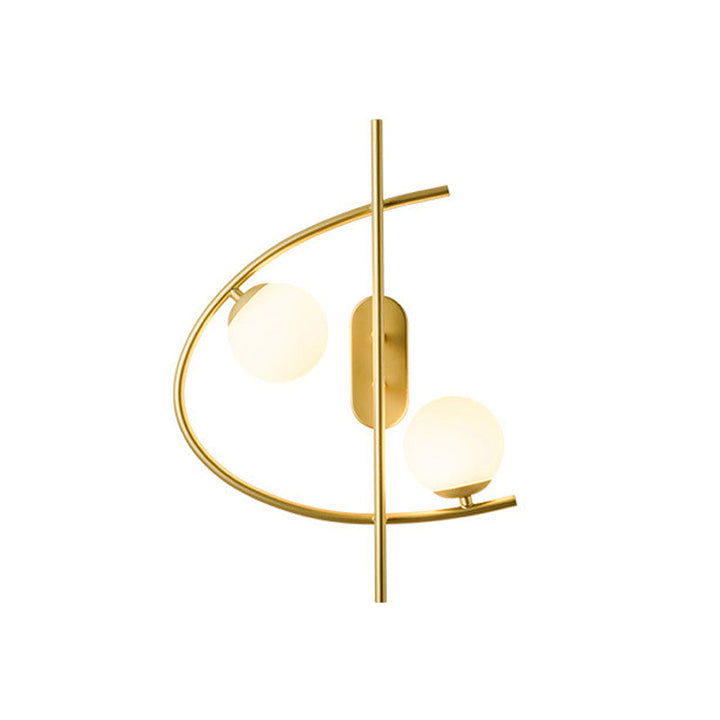 Lisslune | Milk glass ball LED wall lighting postmodernist 2-lamp brass wall lamp for the living room
