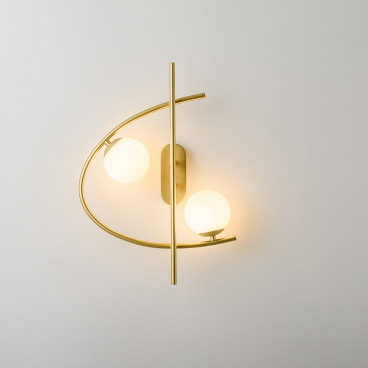 Lisslune | Milk glass ball LED wall lighting postmodernist 2-lamp brass wall lamp for the living room