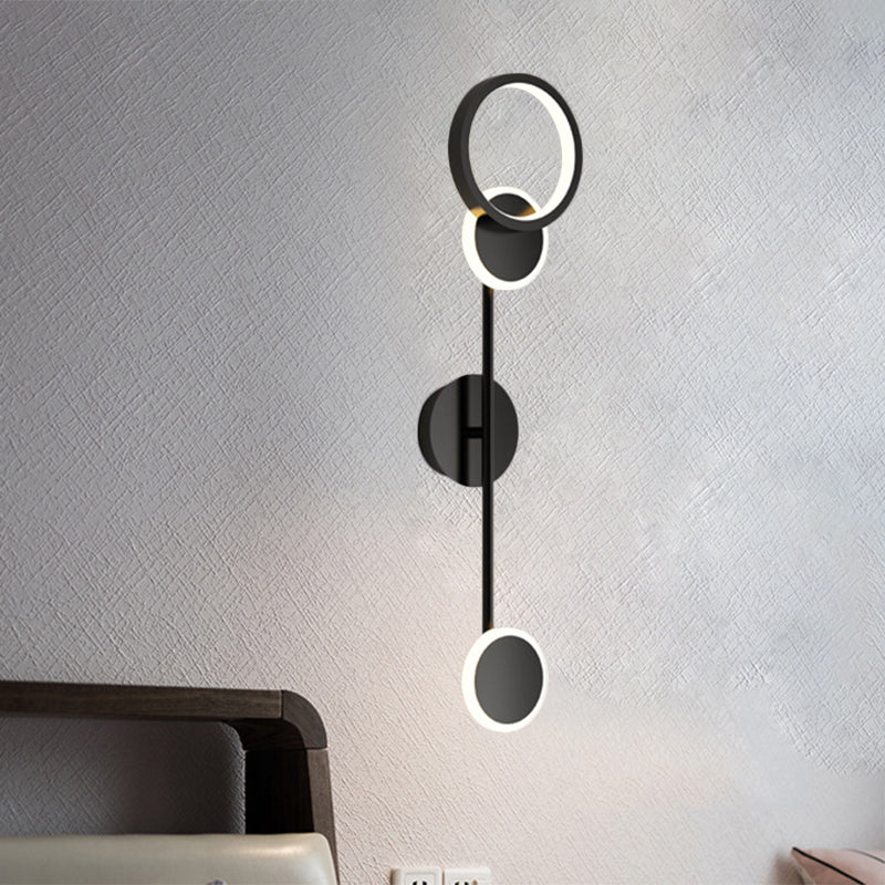 Lisslune | Metallic Round LED Wall Light Lighting Contemporary 2/3/4 Light Wall Mount Lamp in Black