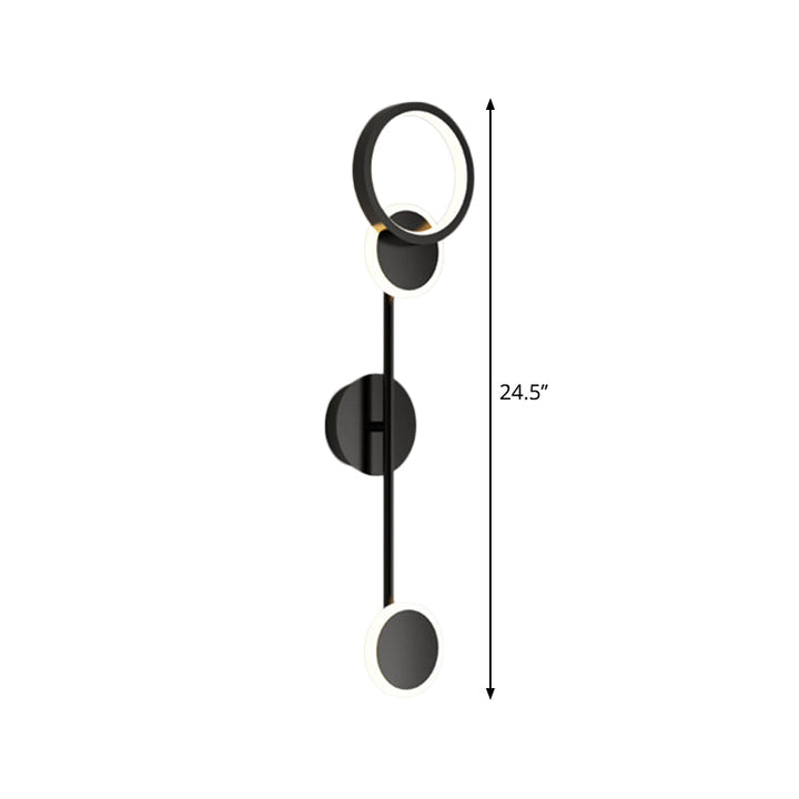 Lisslune | Metallic Round LED Wall Light Lighting Contemporary 2/3/4 Light Wall Mount Lamp in Black