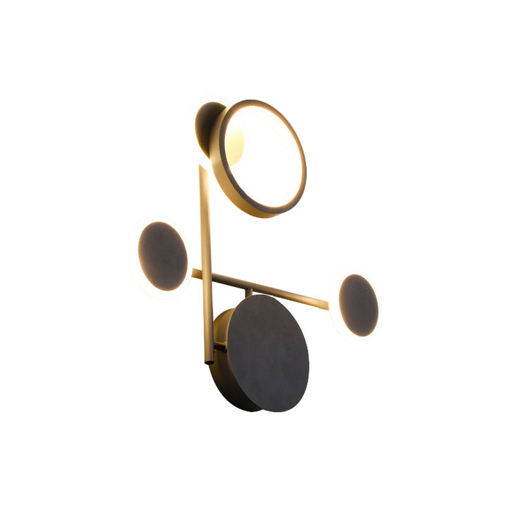 Lisslune | Metallic Round LED Wall Light Lighting Contemporary 2/3/4 Light Wall Mount Lamp in Black