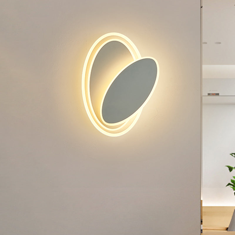 Lisslune | Black/White Round Rotatable Wall Mount Lighting Modernist LED Acrylic Wall Light Fixture in Warm/White Light