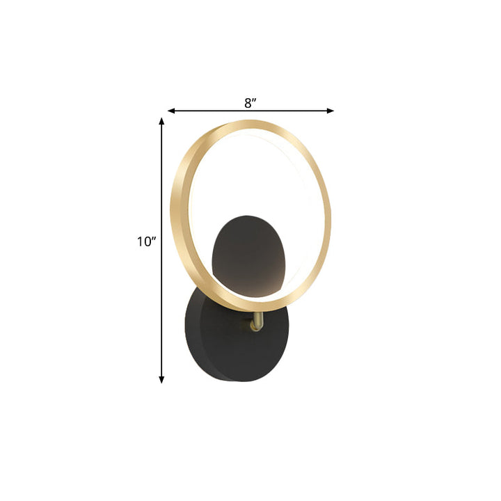 Lisslune | Circular Wall Mount Lamp Nordic Metallic LED Black Wall Lighting for Bedroom