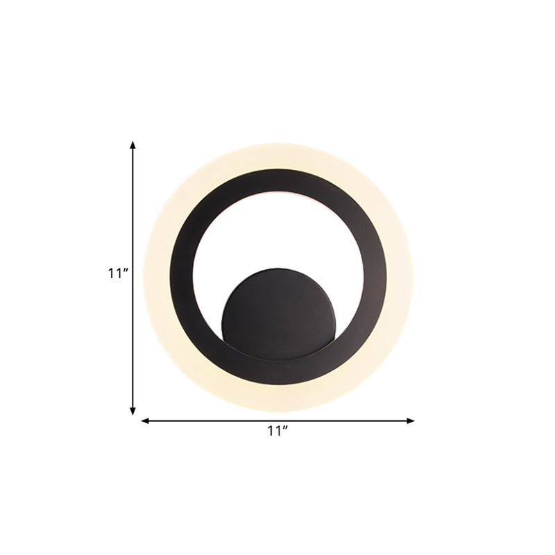 Lisslune | Round Bedroom Wall Light Metal LED Contemporary Wall-Mounted Lamp in Black, Warm-/White Light