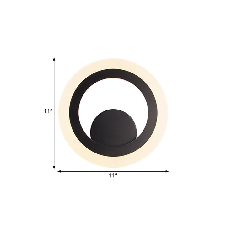 Lisslune | Round Bedroom Wall Light Metal LED Contemporary Wall-Mounted Lamp in Black, Warm-/White Light