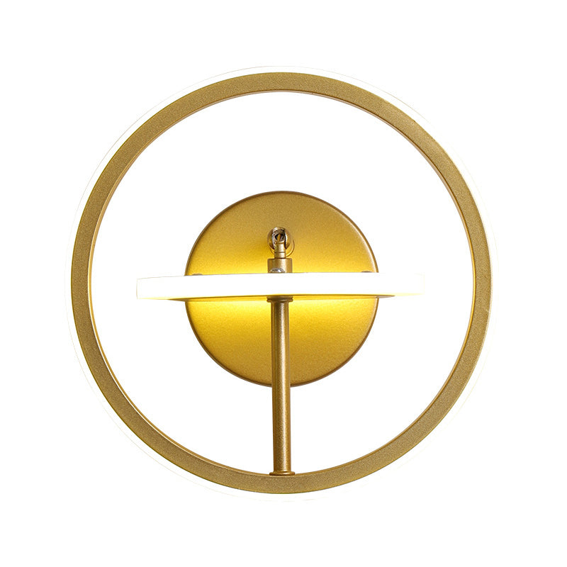 Lisslune | Metallic Circle Wall Light Fixture Modernist LED Wall Lamp with Adjustable Arm in Gold, Warm/White Light