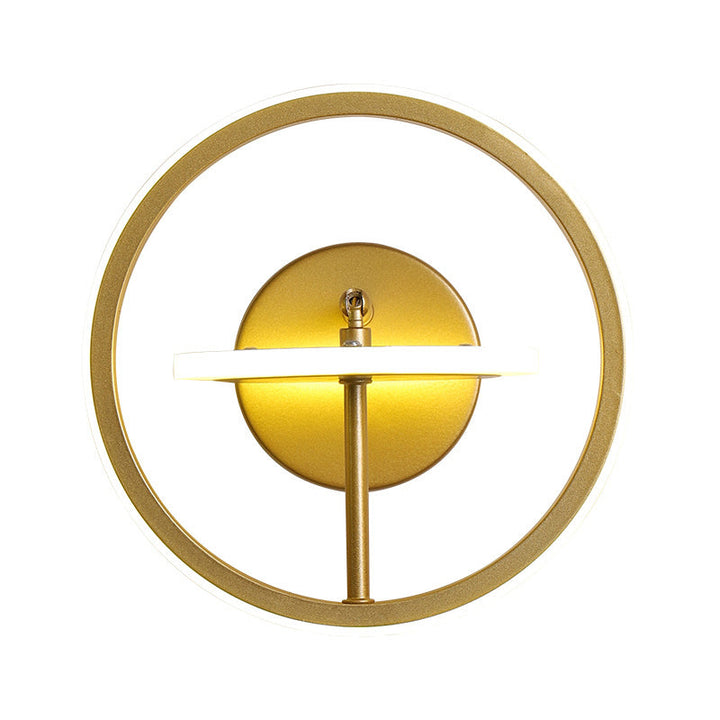 Lisslune | Metallic Circle Wall Light Fixture Modernist LED Wall Lamp with Adjustable Arm in Gold, Warm/White Light
