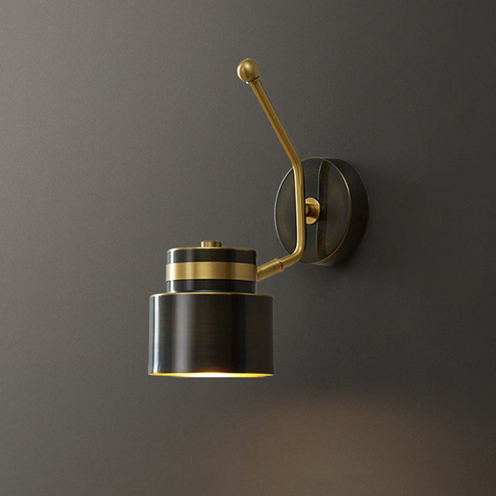 Lisslune | Black Cylinder Wall Light Nordic 1-Bulb Metal Wall Mount Lamp with Adjustable Shade
