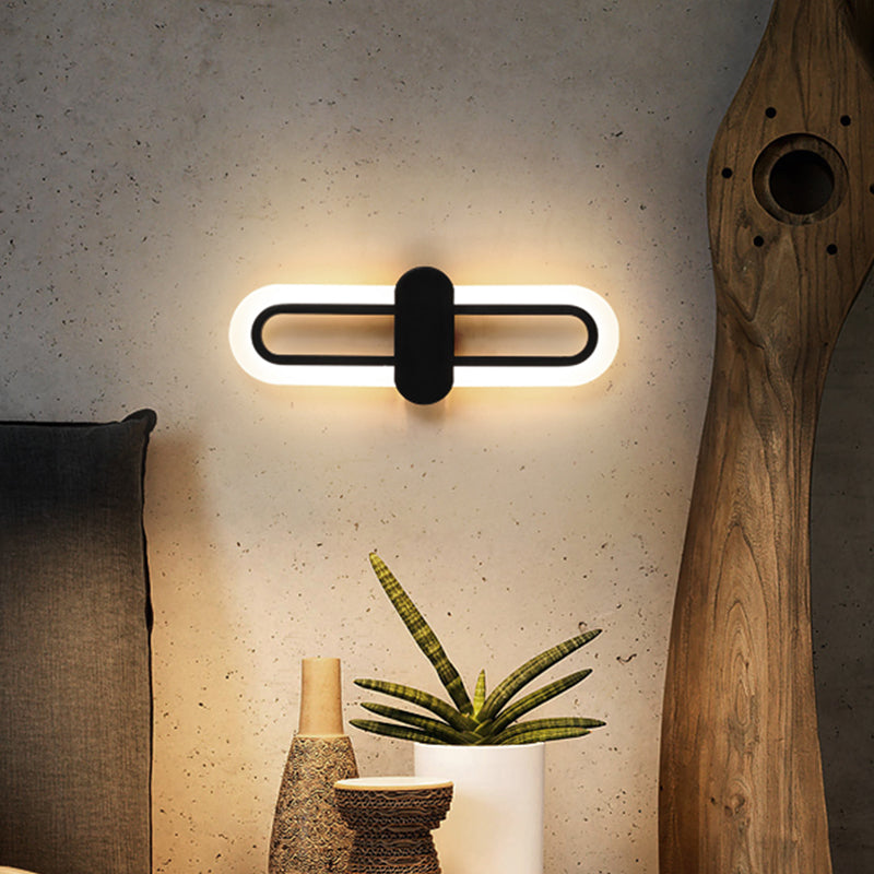Lisslune | Rectangular Wall Mount Lighting Modernist Acrylic LED Black Wall Light in Warm/White Light, 16"/23.5"/31.5" W