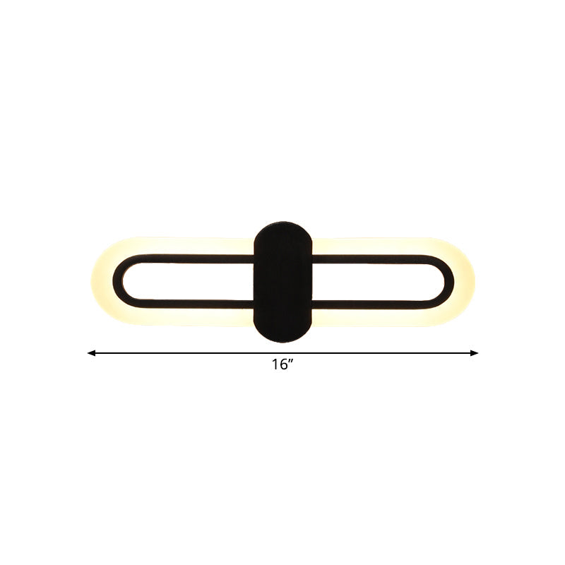 Lisslune | Rectangular Wall Mount Lighting Modernist Acrylic LED Black Wall Light in Warm/White Light, 16"/23.5"/31.5" W