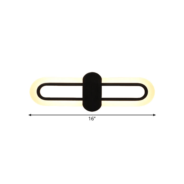 Lisslune | Rectangular Wall Mount Lighting Modernist Acrylic LED Black Wall Light in Warm/White Light, 16"/23.5"/31.5" W