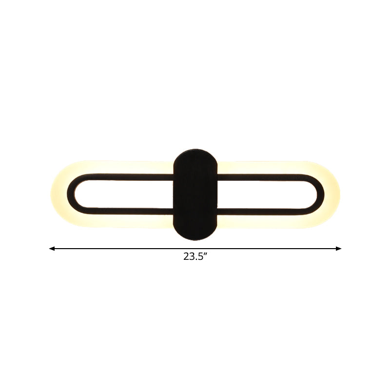 Lisslune | Rectangular Wall Mount Lighting Modernist Acrylic LED Black Wall Light in Warm/White Light, 16"/23.5"/31.5" W