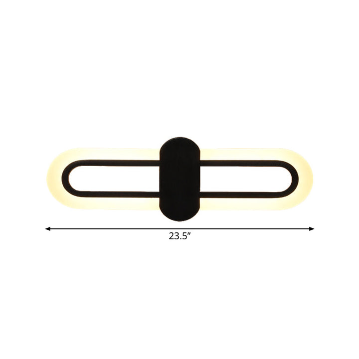 Lisslune | Rectangular Wall Mount Lighting Modernist Acrylic LED Black Wall Light in Warm/White Light, 16"/23.5"/31.5" W