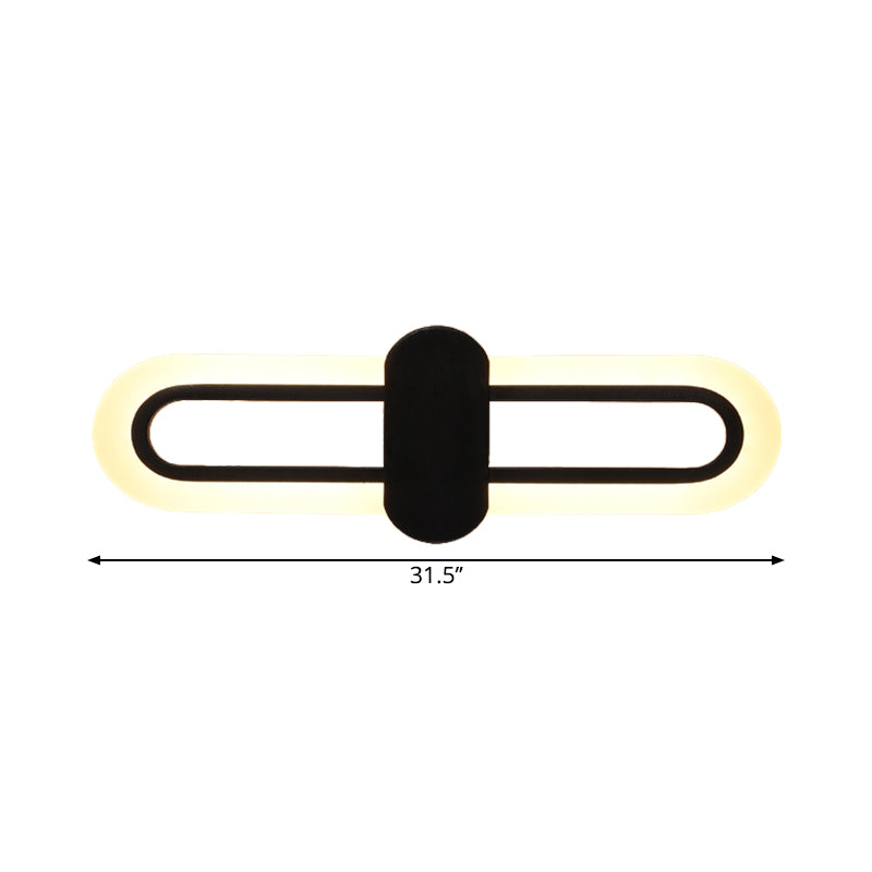 Lisslune | Rectangular Wall Mount Lighting Modernist Acrylic LED Black Wall Light in Warm/White Light, 16"/23.5"/31.5" W