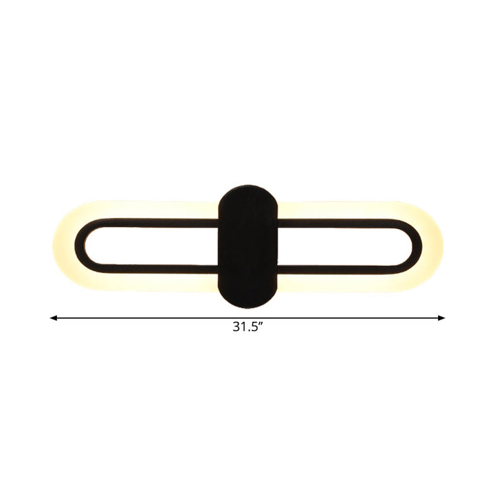 Lisslune | Rectangular Wall Mount Lighting Modernist Acrylic LED Black Wall Light in Warm/White Light, 16"/23.5"/31.5" W