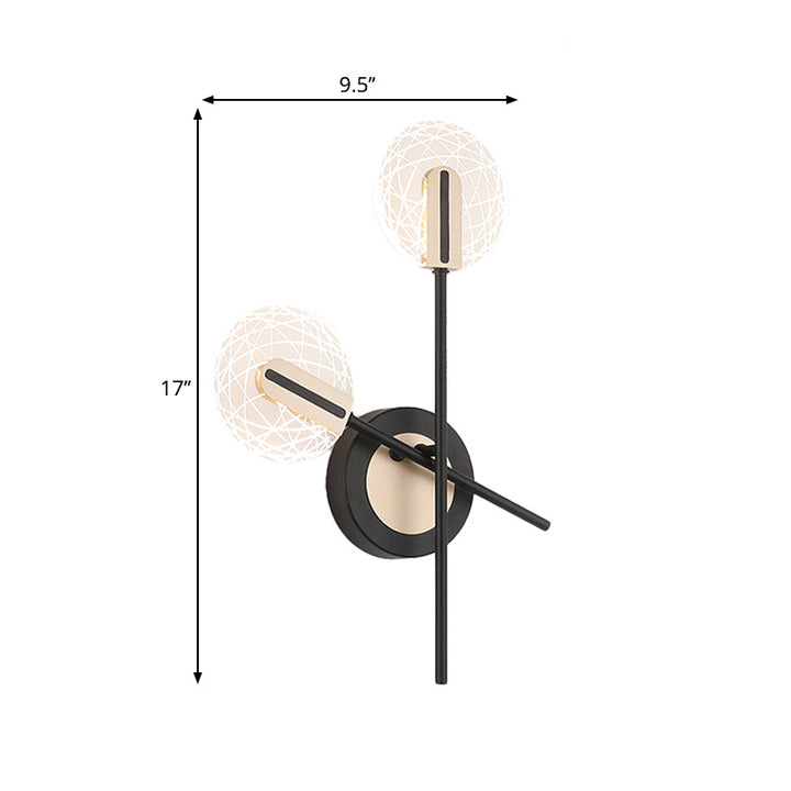 Lisslune | Black Round Wall Light Fixture Modern LED Metal Wall Lamp Lighting in Warm/White Light