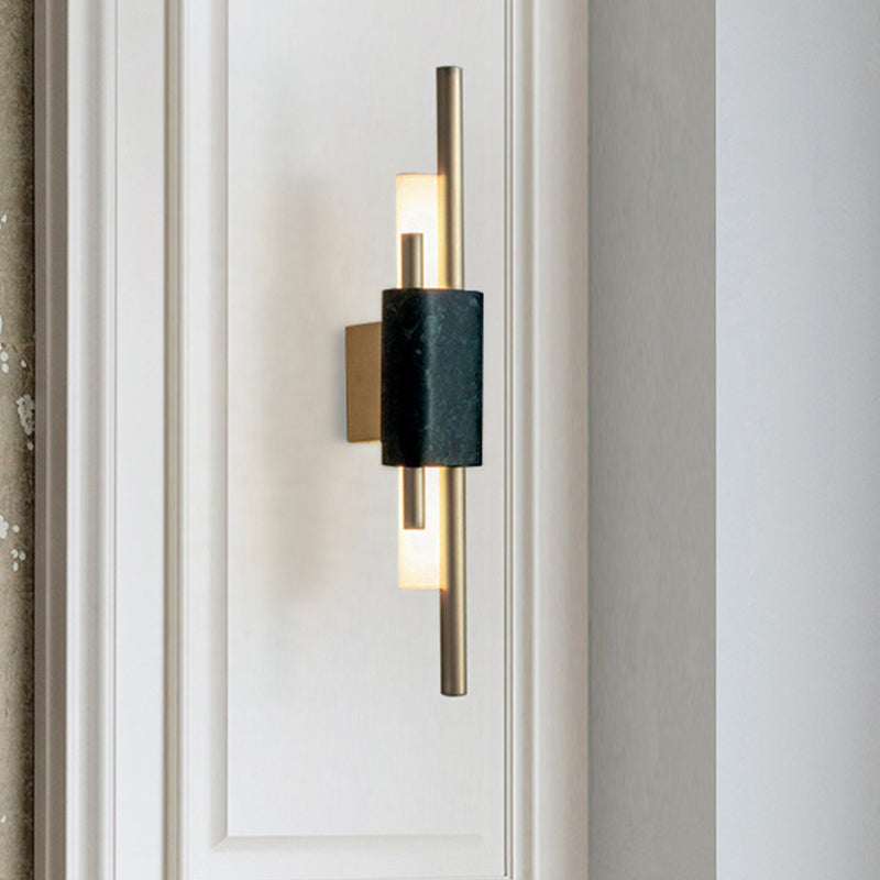 Skørter | Metal Tube Wall Lighting Minimalist LED Wall Mount Light Fixture in Dark Green for Bedroom