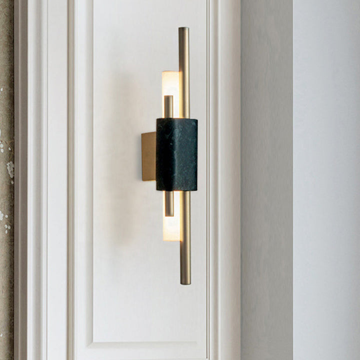 Skørter | Metal Tube Wall Lighting Minimalist LED Wall Mount Light Fixture in Dark Green for Bedroom
