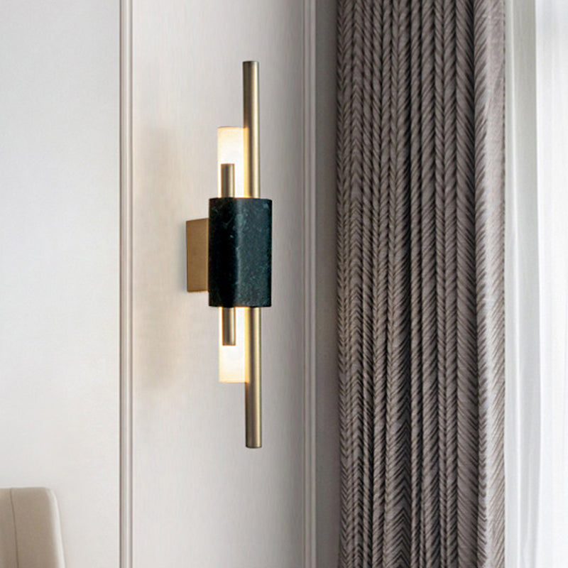 Skørter | Metal Tube Wall Lighting Minimalist LED Wall Mount Light Fixture in Dark Green for Bedroom
