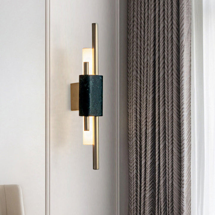 Skørter | Metal Tube Wall Lighting Minimalist LED Wall Mount Light Fixture in Dark Green for Bedroom