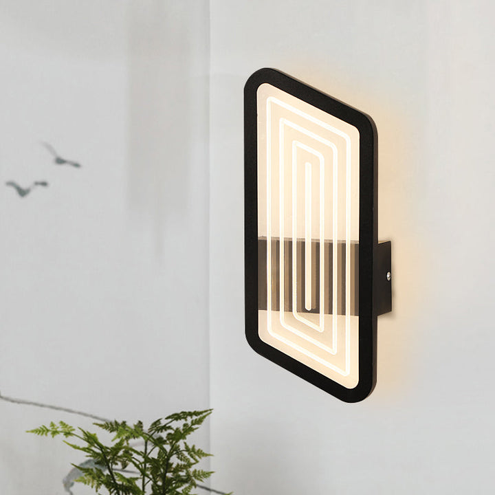 Lisslune | Black/Gold Rectangular Wall Light Fixture Nordic Metal Wall Lamp Lighting in Warm/White Light, 12.5"/19.5" Wide
